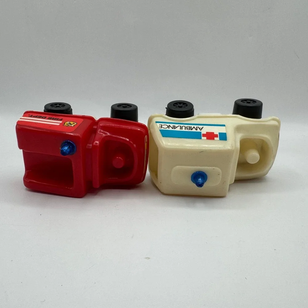 Toy Vehicle Set Toddler Red White Fire Truck Ambulance Hong Kong Vintage
